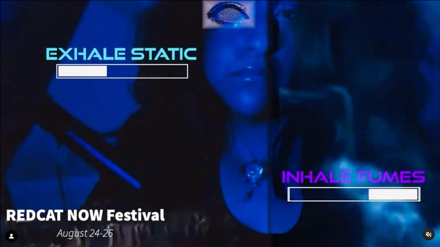 Vanessa’s photo is shown in a deep blue hue. There are overlays that resemble static and fumes that divides the image in half. On the left is a loading bar that says: “Exhale Static” and on the right side is another loading bar that says: “Inhale Fumes”. On one of Vanessa’s eye is an eye that is filled with silver static. The music is an eerie aesthetic.