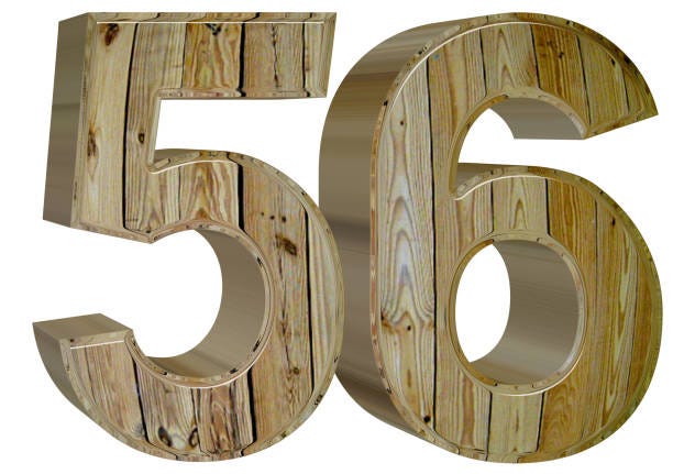 Numeral 56 Fifty Six Isolated On White Background 3d Render - Fotografias  de stock e mais imagens de 55-59 anos - iStock