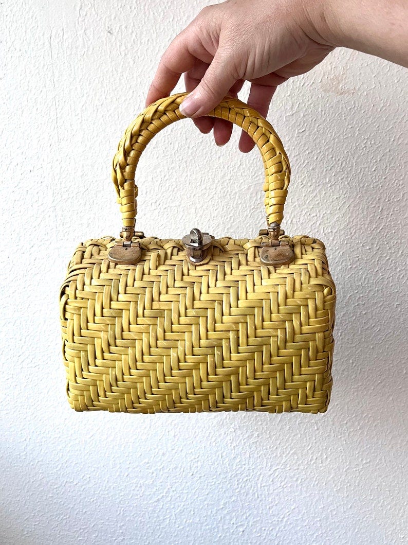 1960s vintage bag / 60s vintage basket purse / vintage Lesco Lona basket bag image 1