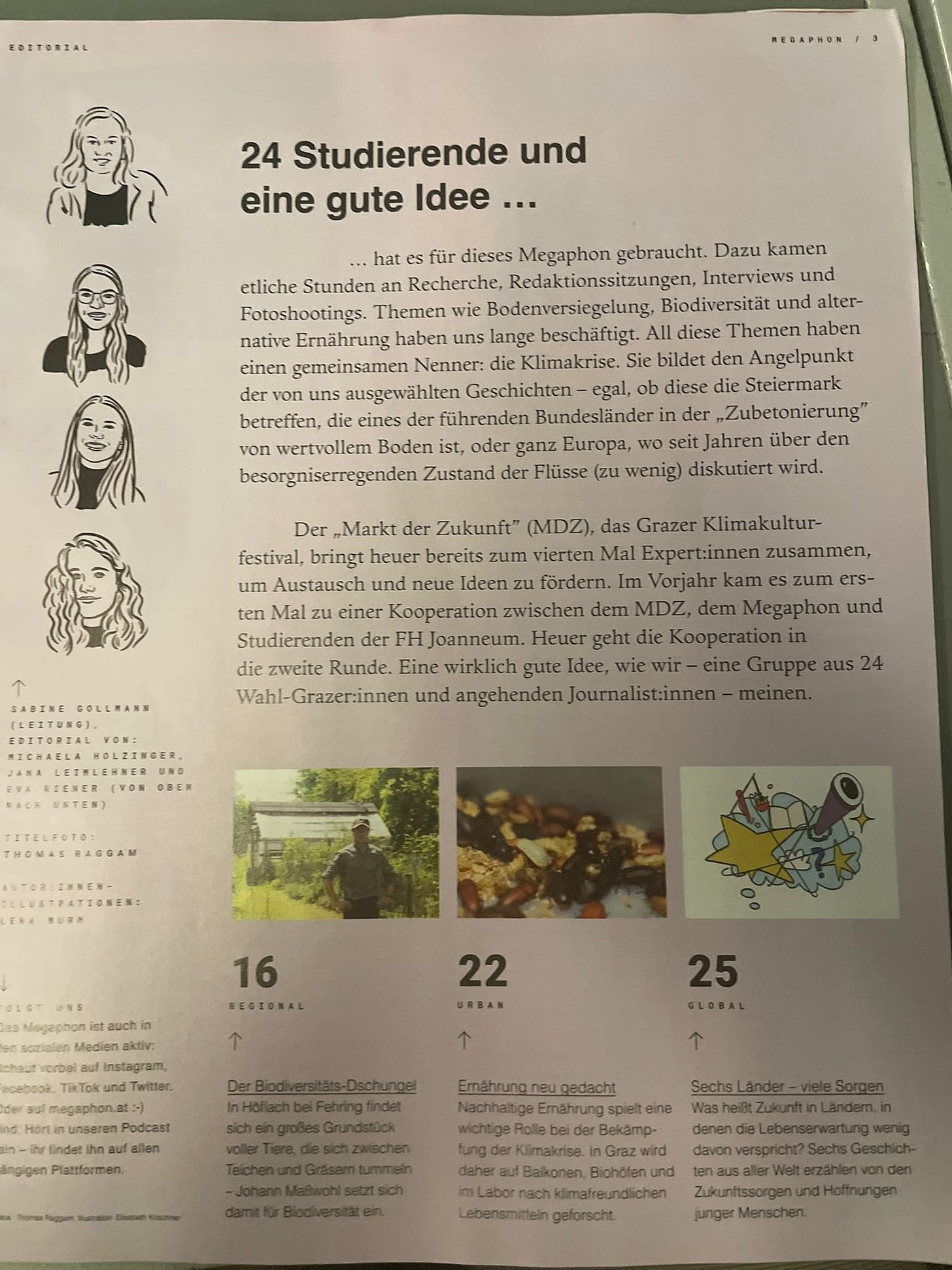 Die grüne Ausgabe des Grazer Stadtmagazins "Megaphon". Screenshot.