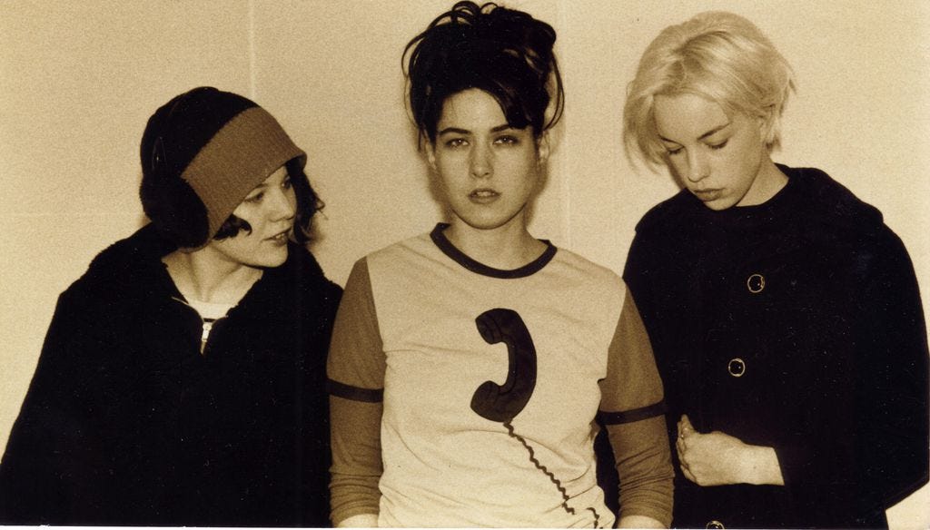 The pioneering Riot Grrrl band Bikini Kill. From left: Toby Vail, Kathleen Hanna, and Kathi Wilcox. Photo / Supplied