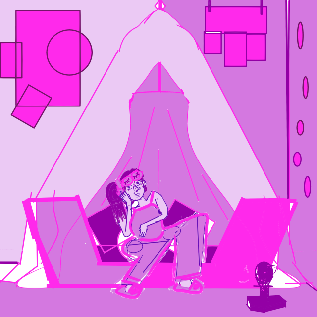 Sketch of a girl relaxing in her bedroom I'm working on. Adequate, right?