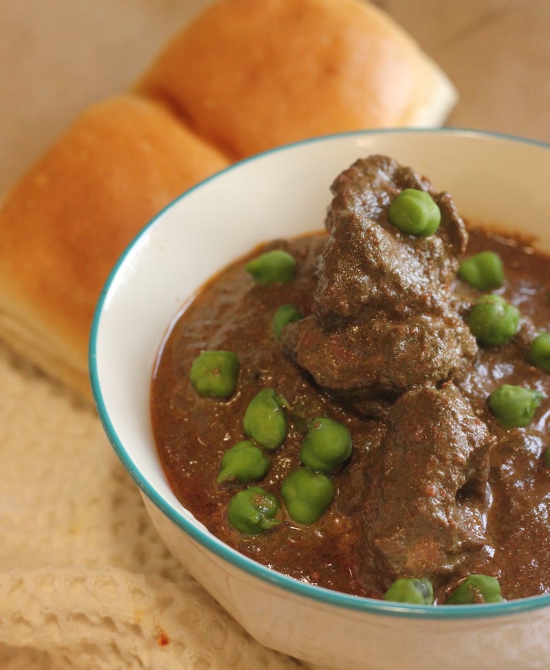 Bhaji Dana ma Gosht with Amaranth and Chickpeas