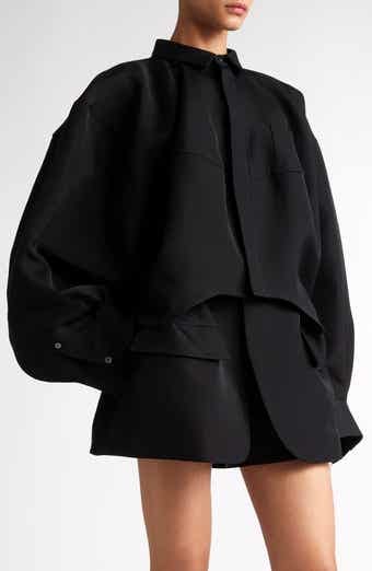Sacai Quilted Blouson Sleeve Satin Jacket in Black at Nordstrom, Size 3
