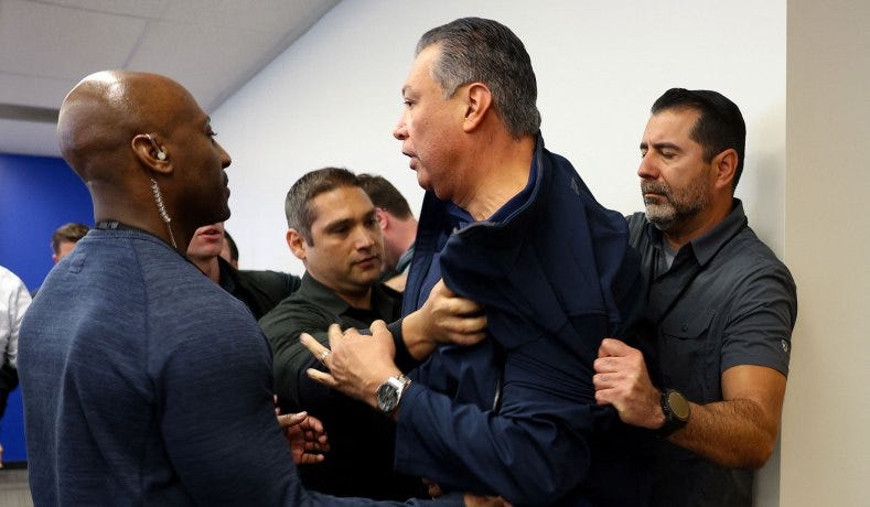 Democratic Senator Alex Padilla Forcibly Removed from DHS Press Conference  in Los Angeles | National Review