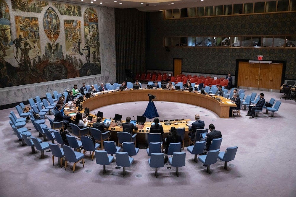 A general view shows a Security Council meeting at United Nations headquarters on November 19, 2024. (AP)