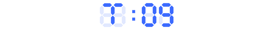 T:09 written in the style of a digital clock