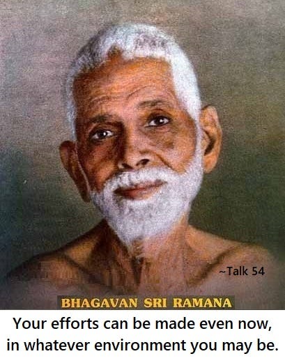 "Your efforts can be made even now, in whatever environment you may be." ~ Bhagavan Sri Ramana Maharshi