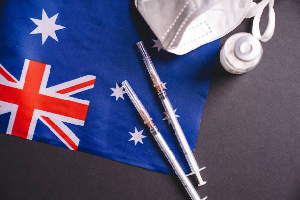 coronavirus vaccin i australien. behandling i asutralia. medicin, vaccination och behandling, australisk sjukvård. - covid vaccine australia bildbanksfoton och bilder