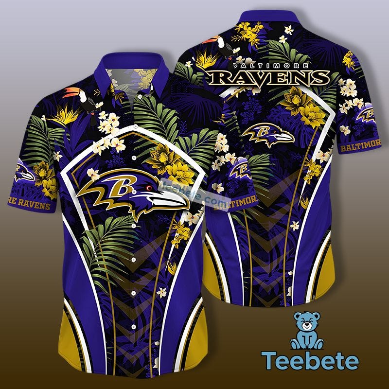 Tropical Flowers Baltimore Ravens Style Purple Classic Hawaiian Shirts