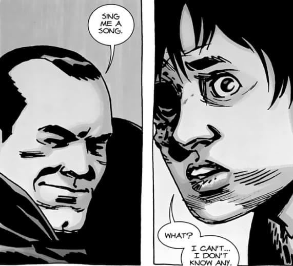 the walking dead carl negan comic sing me a song