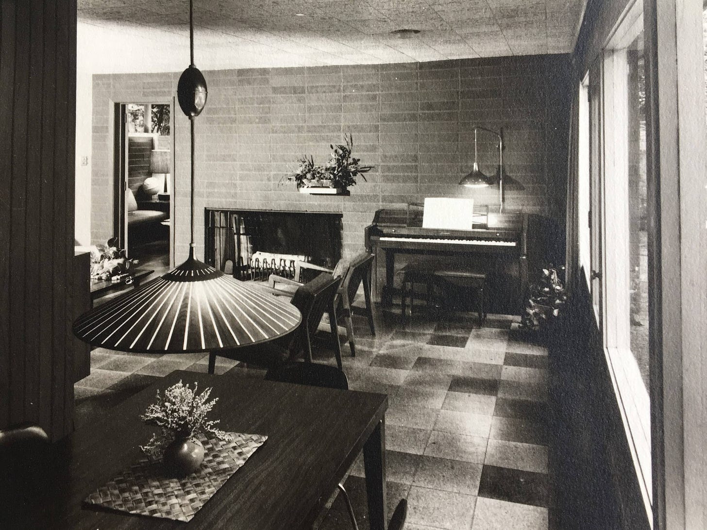 Living room/dining room of the Kenneth C. and Carolyn B. Landry House, circa mid-1960s