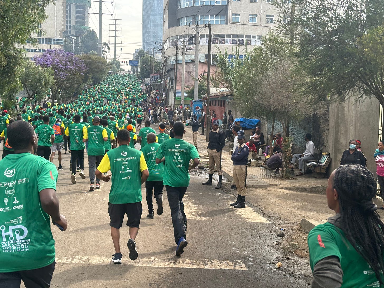 Running through the streets of Addis Ababa.