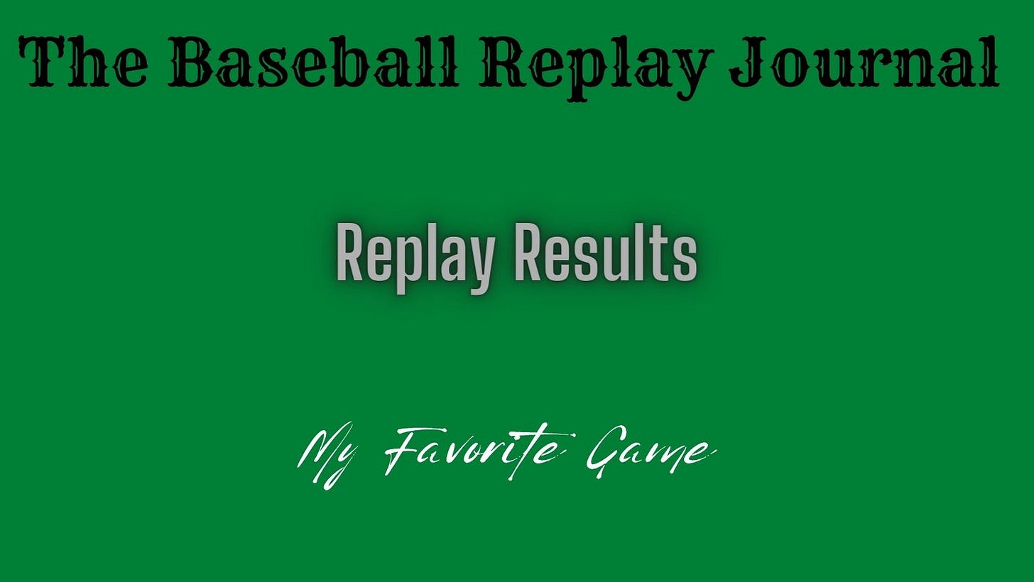 Baseball Replay Journal Results