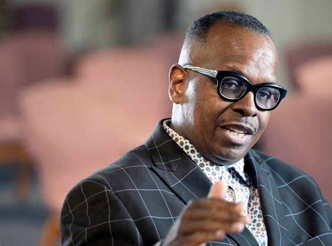 The Rev. Jefferey P. Kee speaks at New Faith Baptist Church of Christ on Columbus' Near East Side in this 2022 photo. Kee died on Dec. 27, 2024.