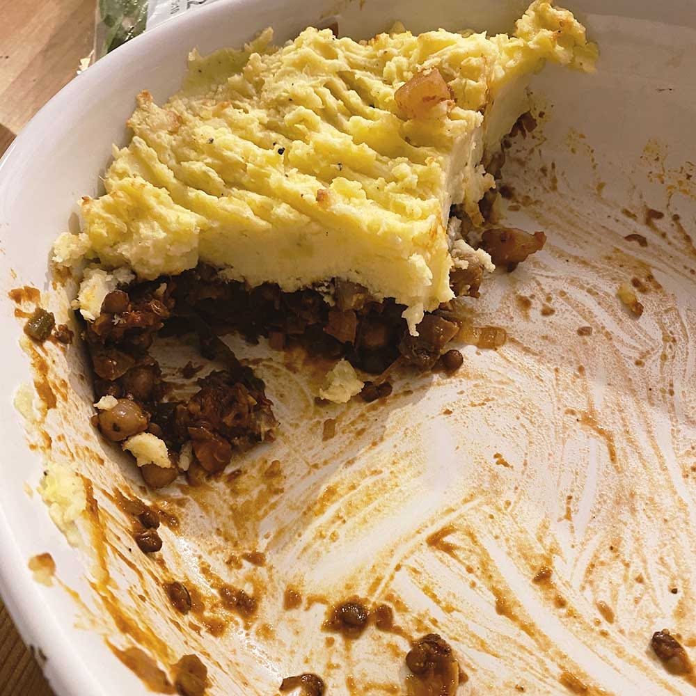 vegetarian cottage pie ou hachis parmentier vegetarien - extrait du livre Ecosse