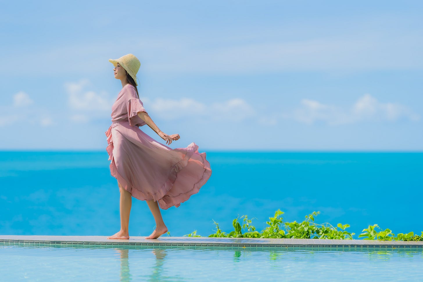 A lady enjoying the Maldives' resort ambience