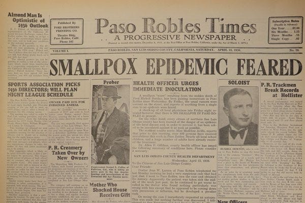 Looking Back: Smallpox Epidemic Feared - Paso Robles Daily News
