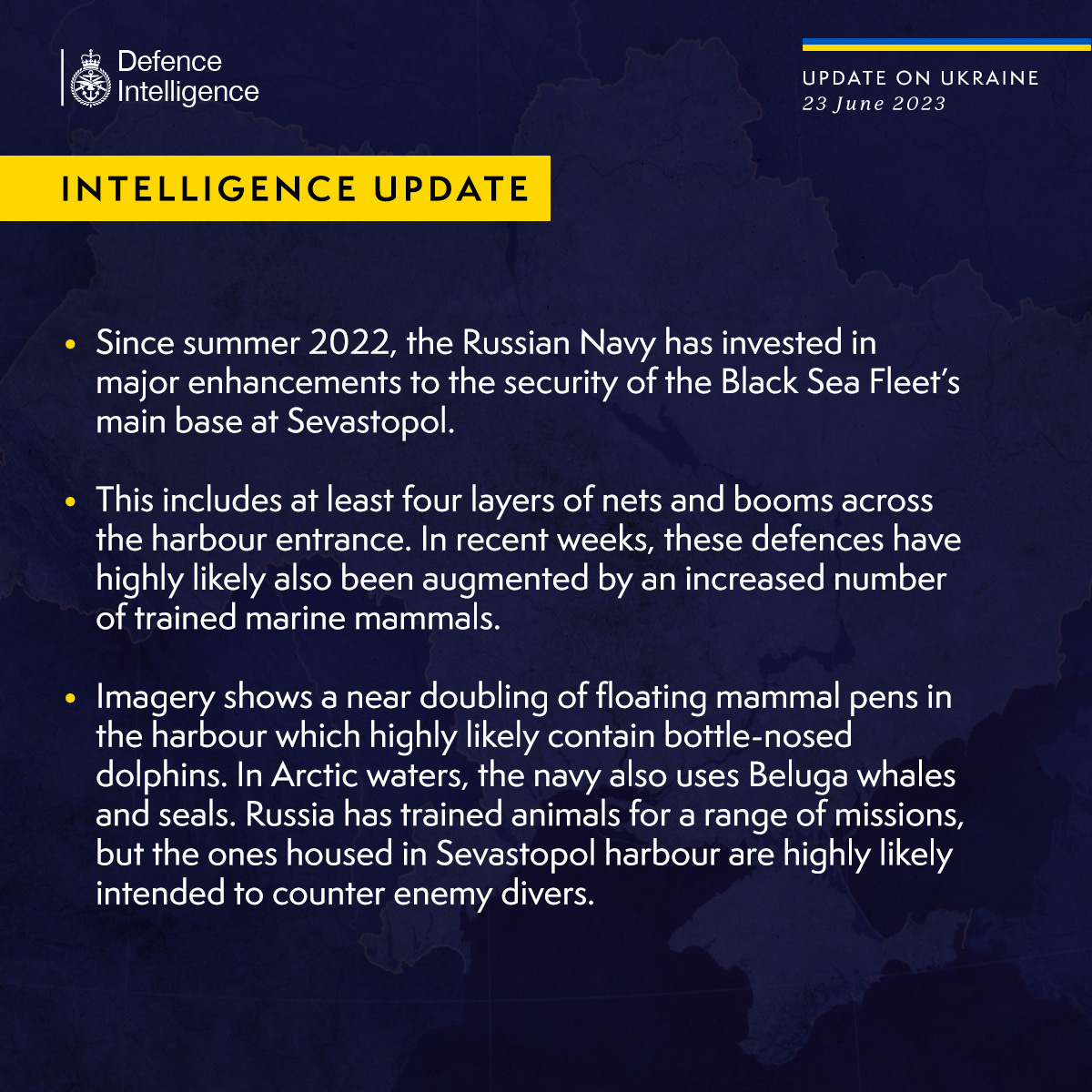 Latest Defence Intelligence update on the situation in Ukraine - 23 June 2023.
