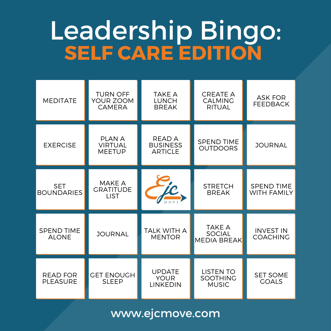 leadership self care bingo card download
