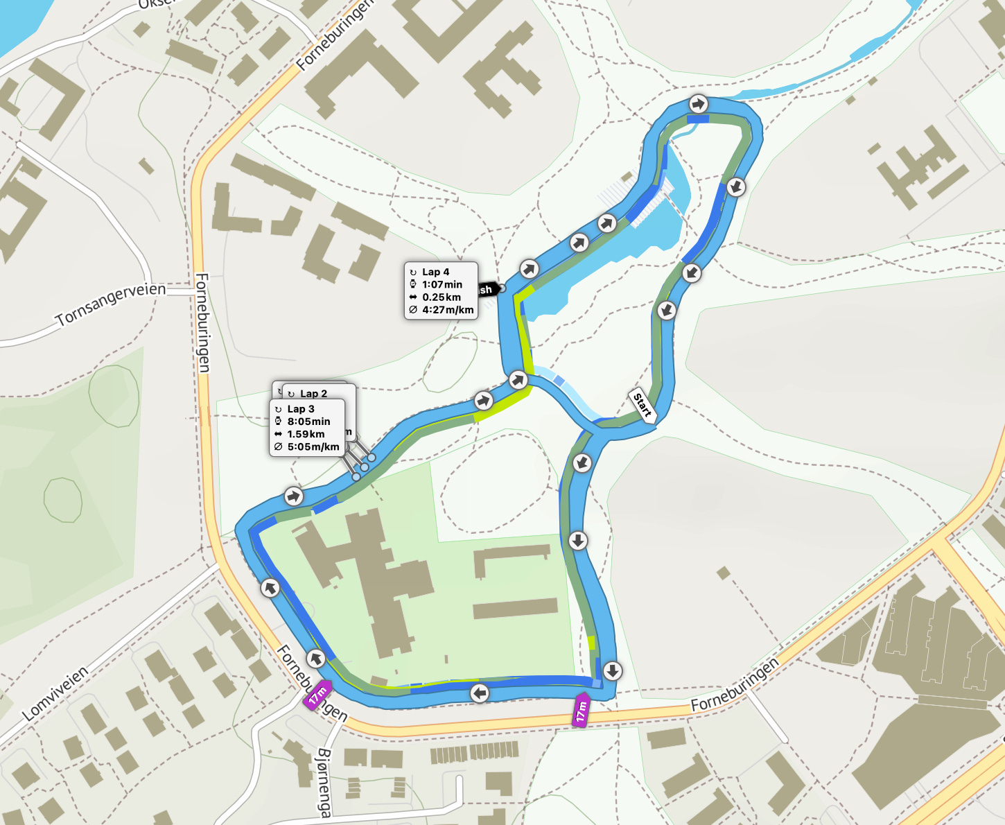 Map of Nansenparken parkrun route