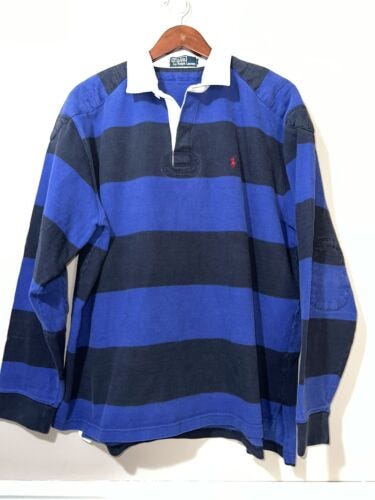 VINTAGE POLO RALPH LAUREN PADDED RUGBY SHIRT XXL KANYE - Picture 1 of 4
