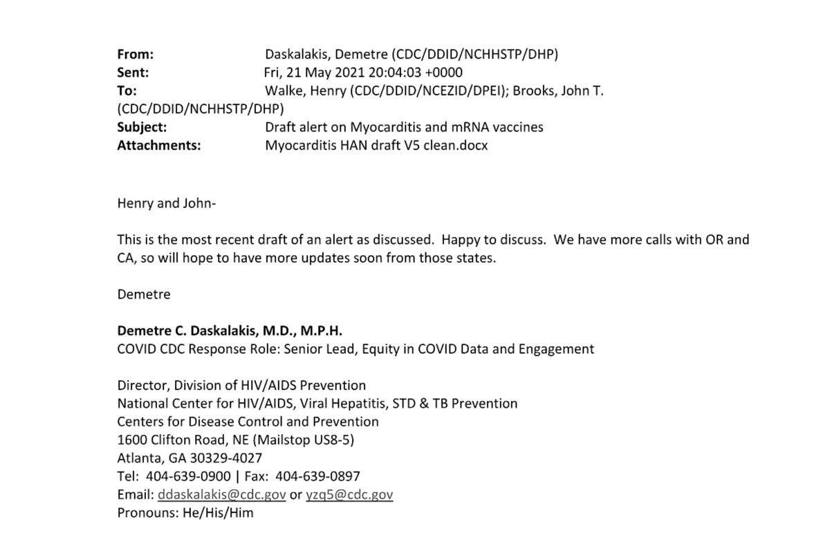 The CDC drafted an alert on COVID-19 vaccines but never sent it, this email shows. (CDC via The Epoch Times)