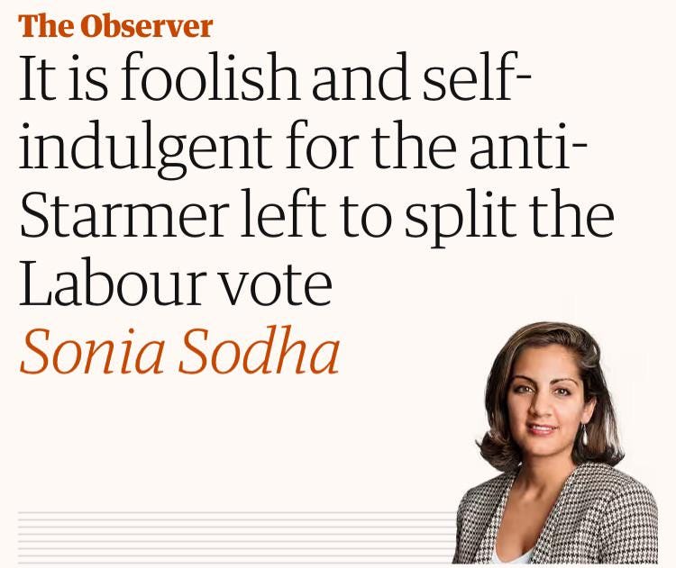 It is foolish and self-indulgent for the anti-Starmer left to split the Labour vote