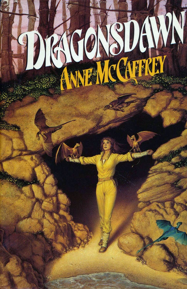 Book cover for DRAGONSDAWN by Anne McCaffrey, published by Del Rey