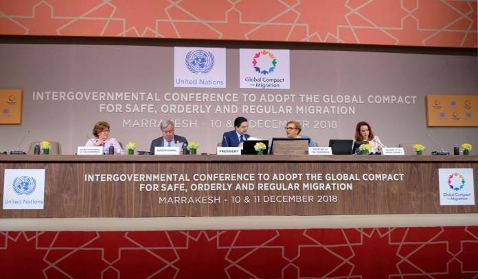 U.N. Secretary General Antonio Guterres attends the Intergovernmental Conference to Adopt the Global Compact for Safe, Orderly and Regular Migration in Marrakesh, Morocco December 10, 2018. REUTERS/Abderrahmane Mokhtari - RC1C5F88B000