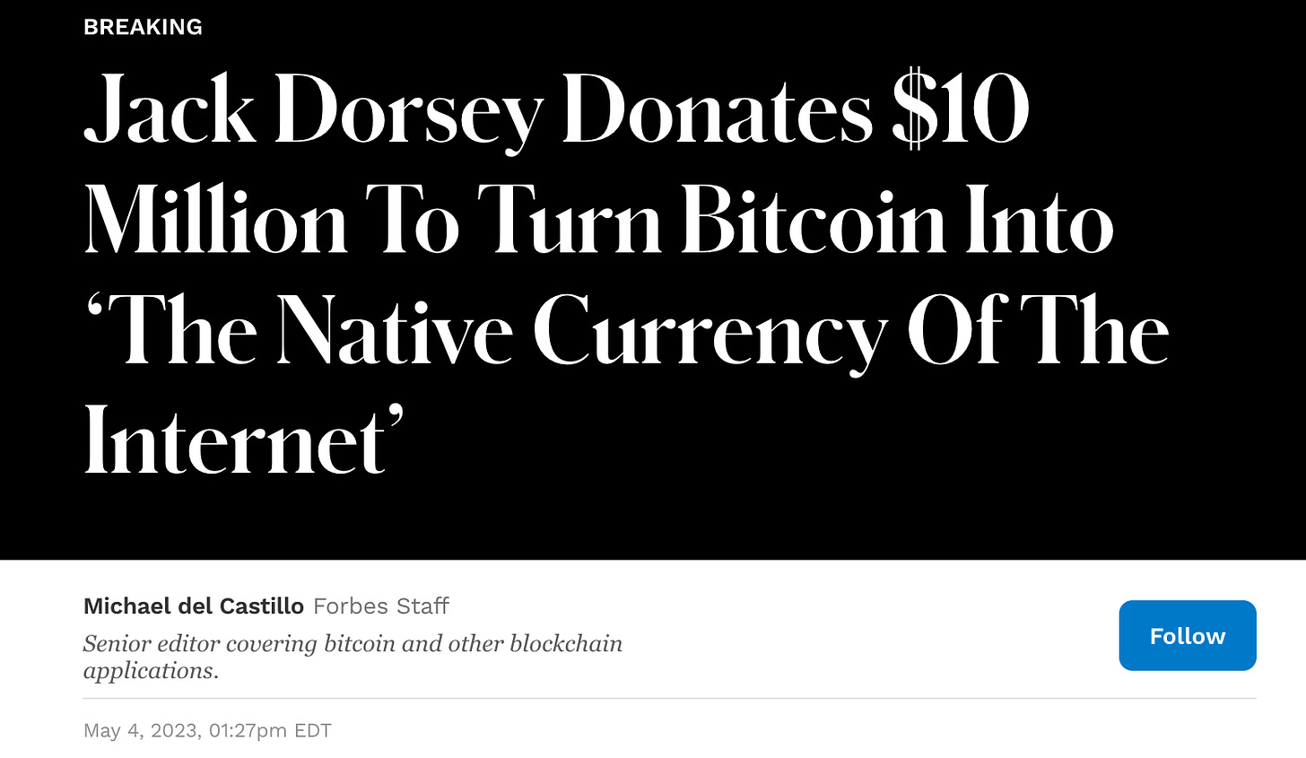 Jack Dorsey Donates $10 Million to Bitcoin