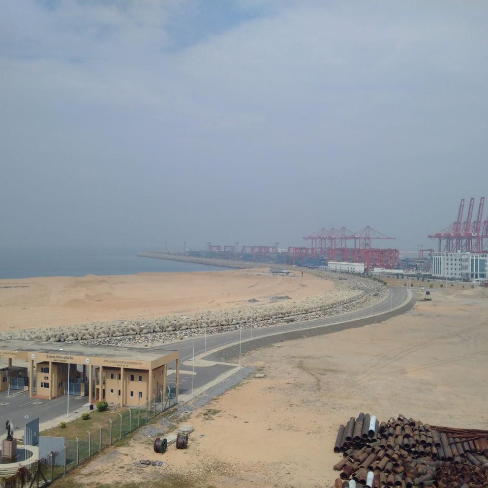 Colombo Port City will extend right out from the Chinese-run Southern Container Terminal. Image: Wade Shepard. 
