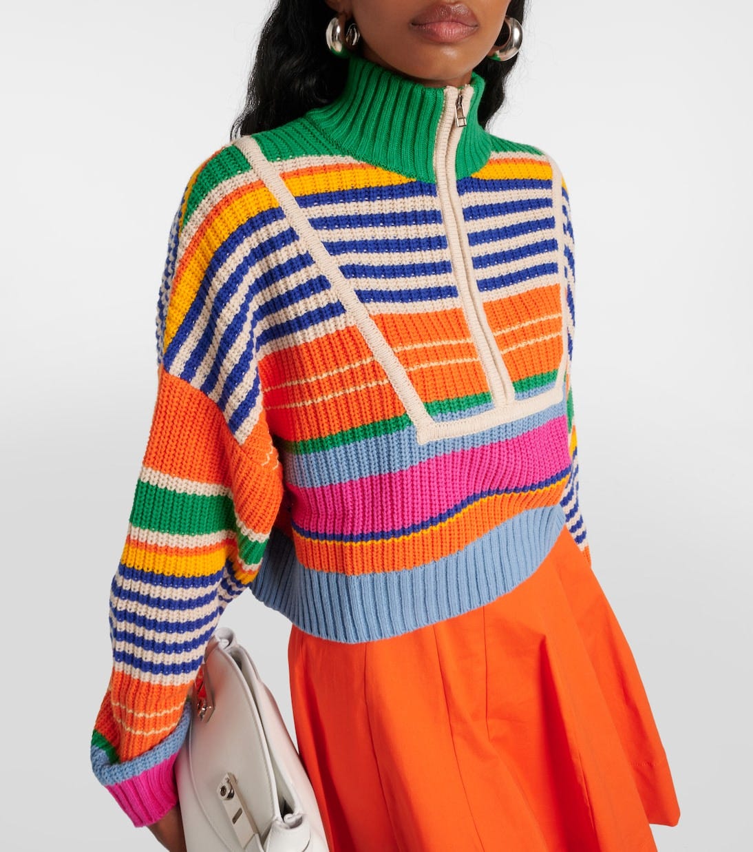 Hampton cropped half-zip sweater in multicoloured - Staud | Mytheresa