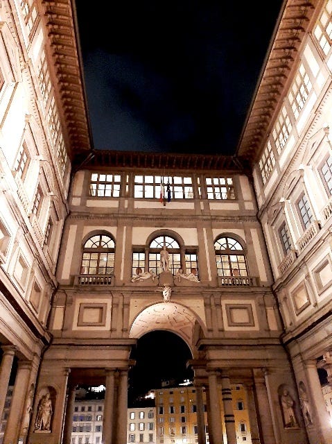 Uffizi Galleries in Florence Italy by night