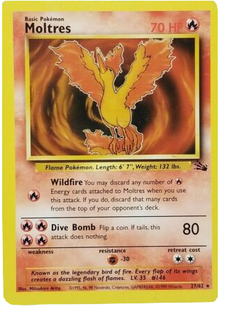 Moltres pokemon card off center printing