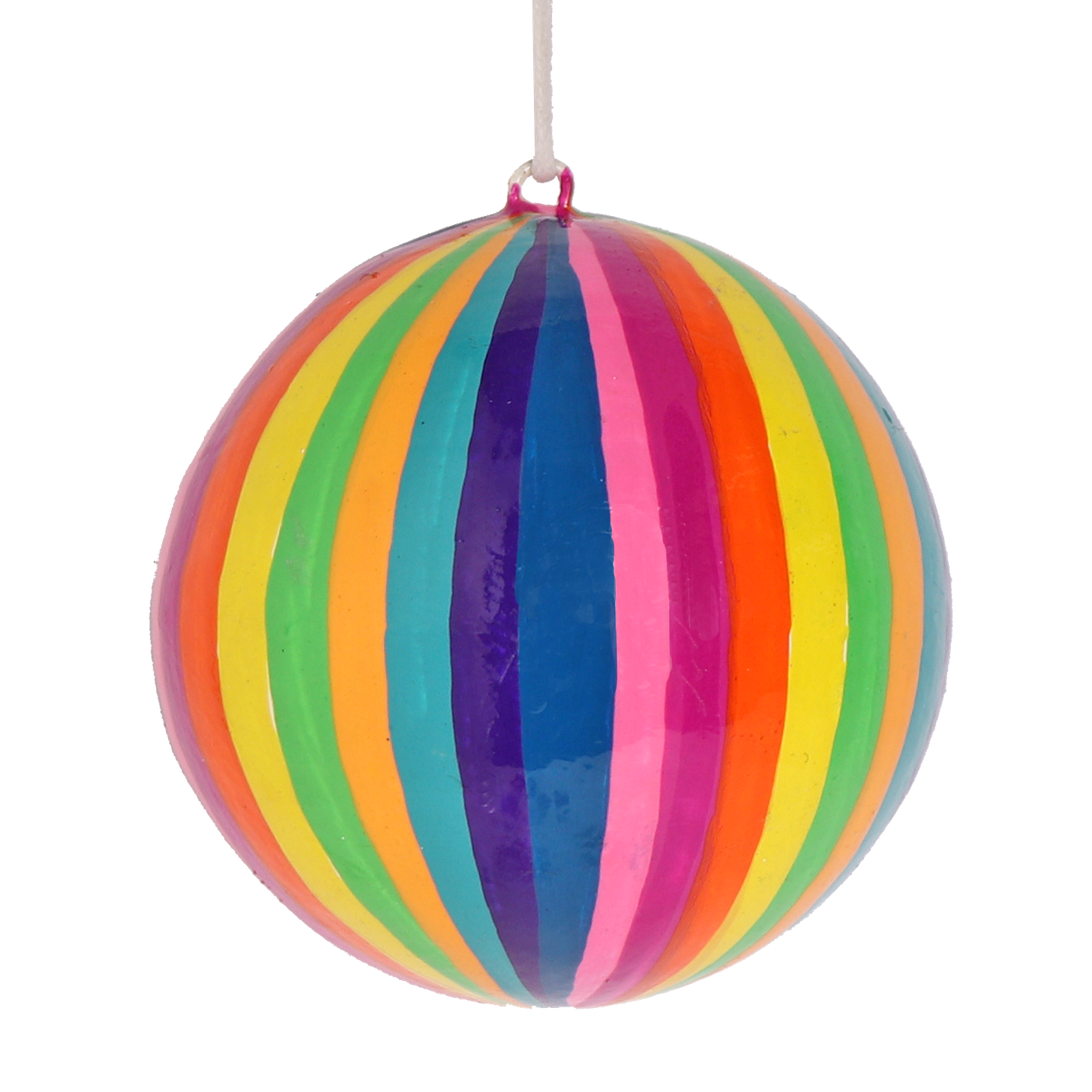 Papier Mache Stripe Bauble, 7cm Multi