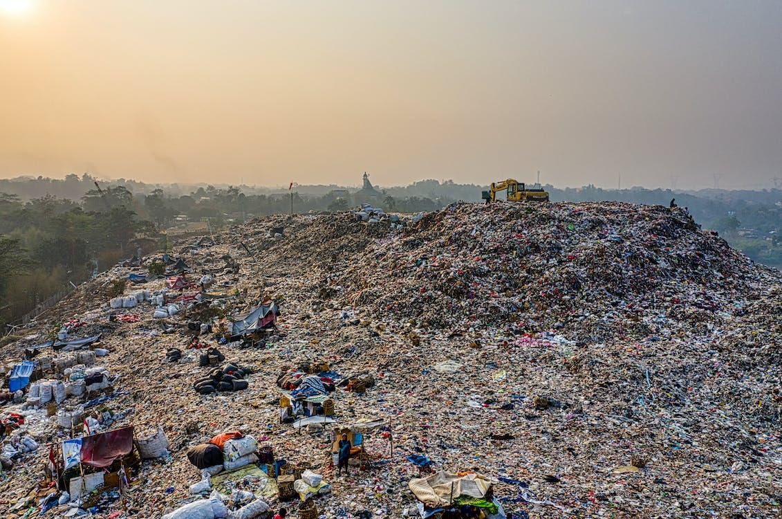 Free Bird's Eye View Of Landfill during Dawn  Stock Photo