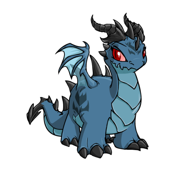 A Neopets Darigan Chomby - a blue dinosaur/dragon hybrid