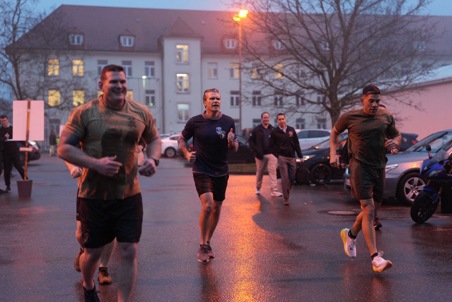 Secretary of Defense Pete Hegseth PT session with 1/10 SFG in Stuttgart, Germany.