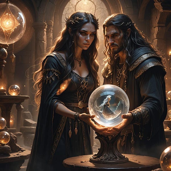 Couple holds a crystal ball
