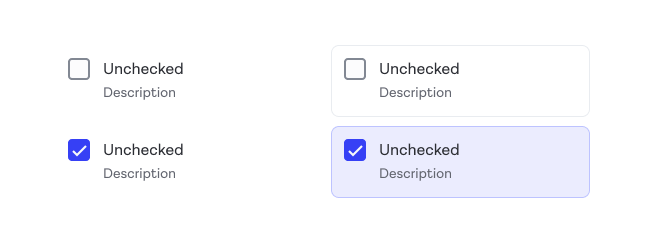 Examples of bordered and unbordered checkboxes