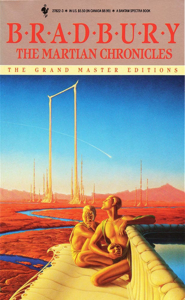 Book cover for THE MARTIAN CHRONICLES by Ray Bradbury, published by Bantam Spectra