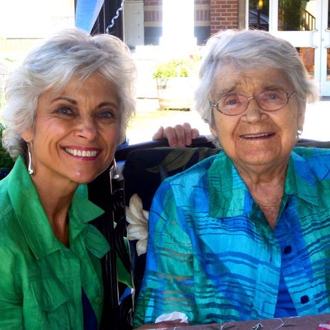 Laura Wershler (left) and her mother (right) on her mother's 95th birthday