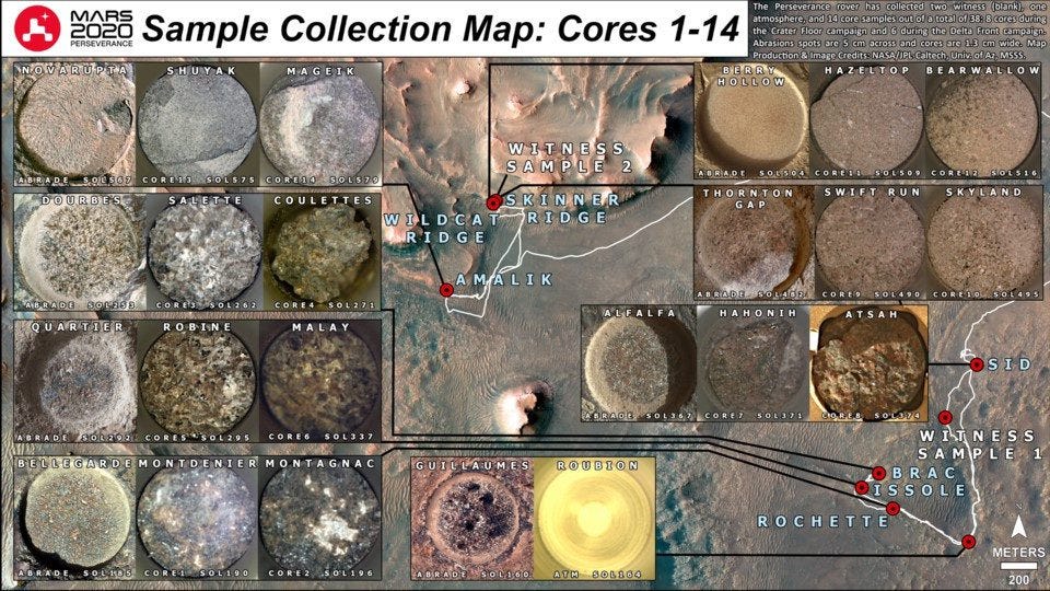 Map of Mars Samples for Sample Return Program