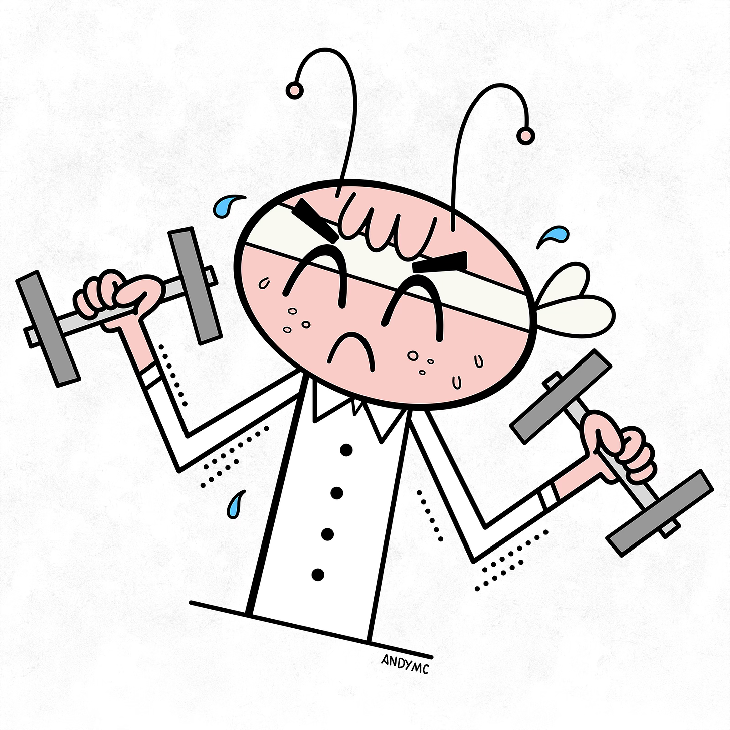 An illustration of an Ant lifting weights.