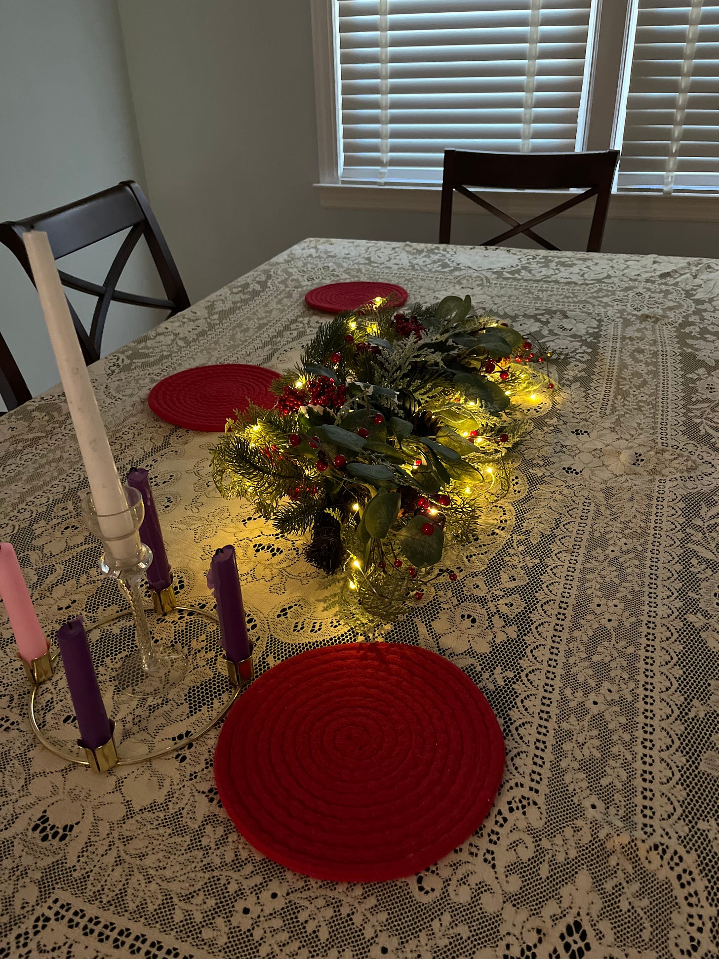 Christmas centerpiece with lights