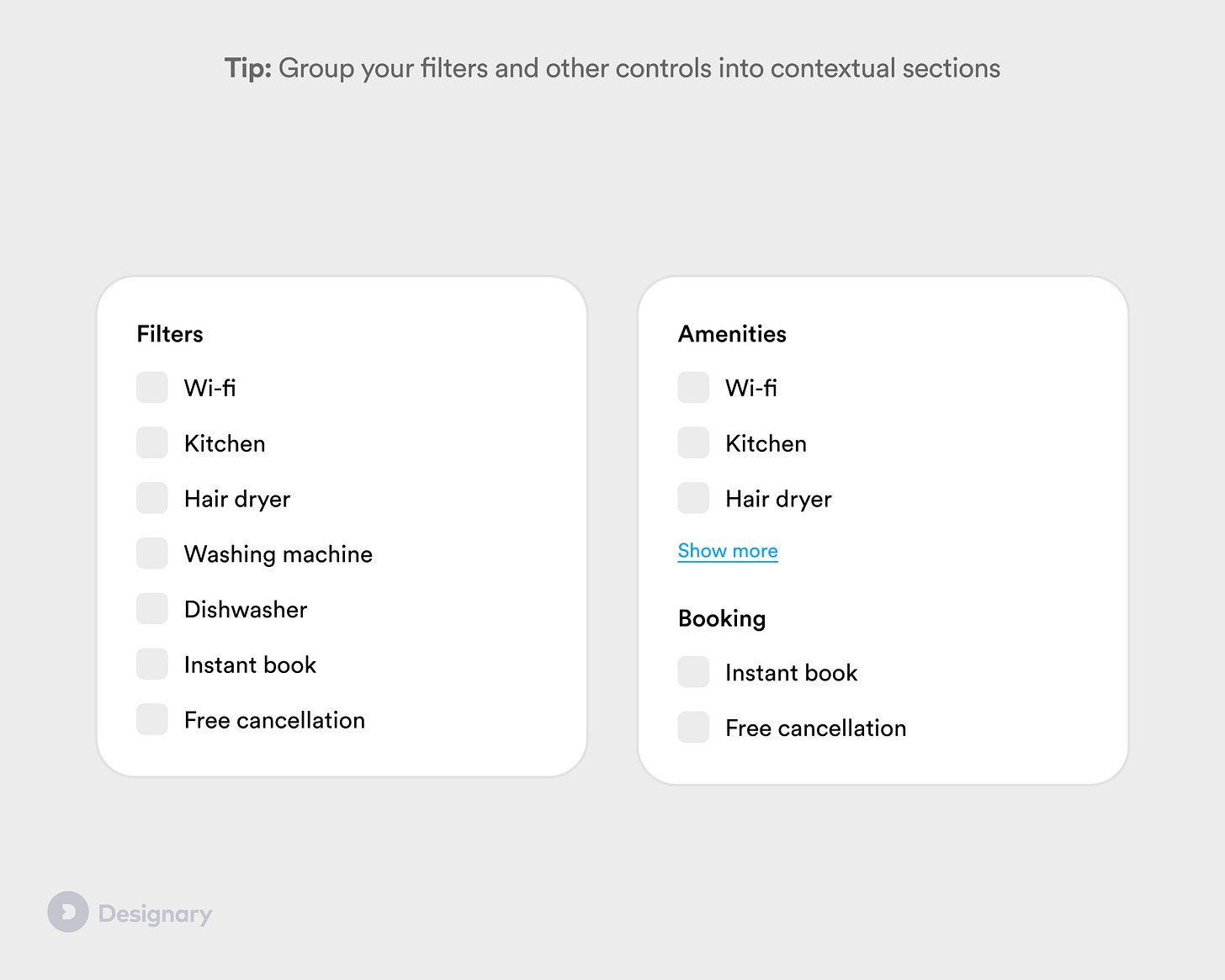 Chunking filters and other UX patterns