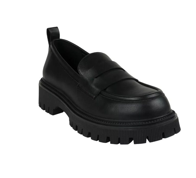 Black platform chunky loafer