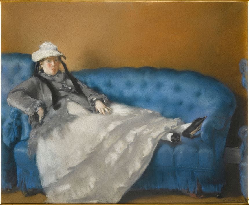 Edouard Manet, Portrait de Madame Edouard Manet sur un canapé bleu. Achat, 1918 © RMN-Grand Palais (Musée d’Orsay) / Jean-Gilles Berizzi