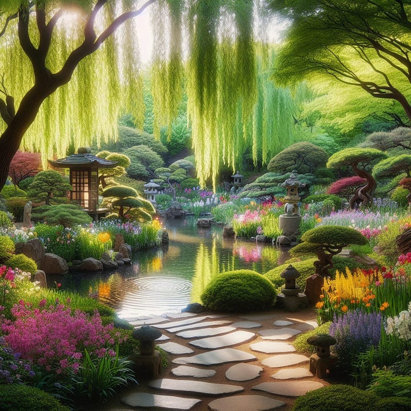 Oriental Willow garden, artistic impression